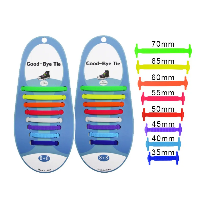 16pcs Silicone Shoelaces Elastic Shoe Laces  No Tie Shoelace  Rubber Zapatillas Sznurowadla Dentelle Cordones lacets 13 Colors