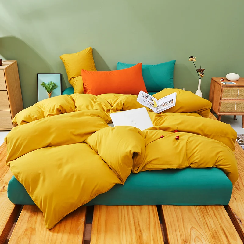 Kawaii Rainbow Bedding Set Fashion Matching Soft Warm Comfort A/B Brushed Fabric Bed sheet Duvet Cover Home King Queen Size 4pcs 