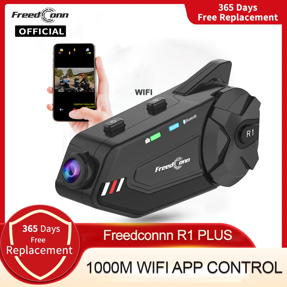 Мотогарнитура для шлема FreedConn R1Plus Moto rcycle Bluetooth-гарнитура видеозаписывающее
