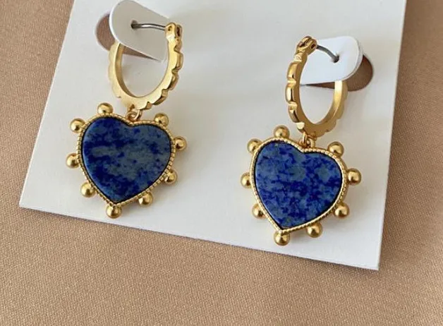 

luxurytreasury lapis lazuli heart earrings jewelry ,high quality,girls,fasion woman,accessory,whole sell