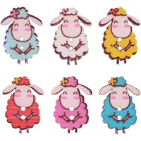 50Pcs Cute Sheep Shape Wooden Buttons in Bulk for Diy Crafts Sewing Knitting Card Making Mix Color 1