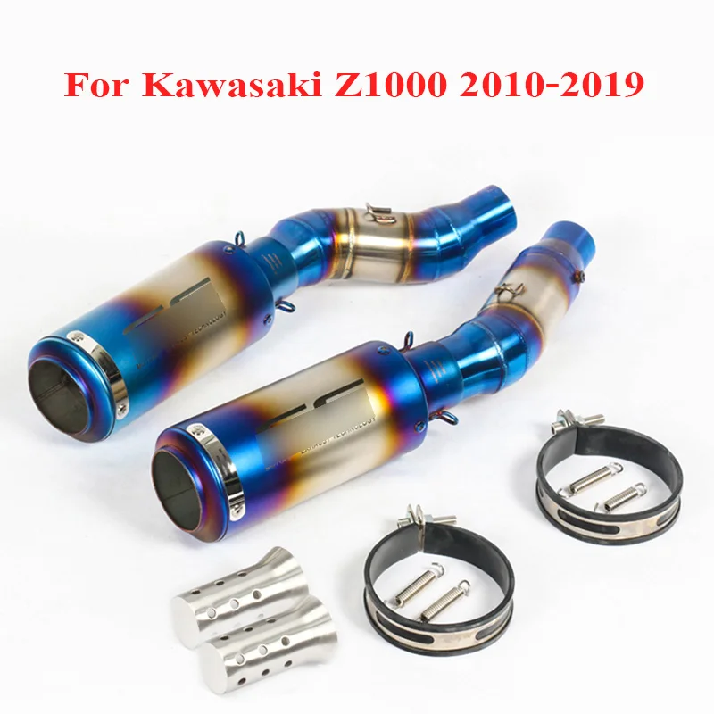 

Motorcycle Exhaust Tip Muffler Silencer Middle Mid Link Pipe Slip on Exhaust System Tip for Kawasaki Z1000 2010-2019