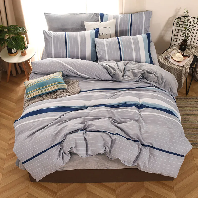color14 Dreamort осень и зима хлопковый+ фланелевый Комплект постельного белья queen King size простыня+ пододеяльник+ наволочка - Цвет: color14