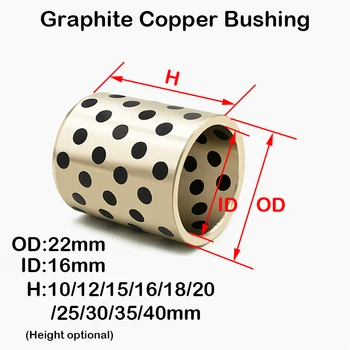 

Ball Bearing 1pcs OD22mm ID16mm Height free optional Linear Graphite Copper Set Bearing Bushing Oil Self-lubricating JDB