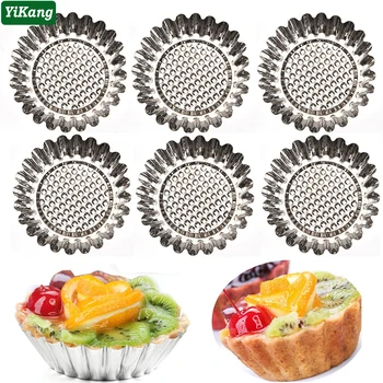 

6/12/20PCS Stainless Steel Egg Tart Mold Baking Egg Tart Cup DIY Non-Stick Brownies Muffin Tartlets Cupcake Kitchen Pastry Tools