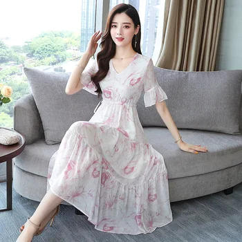 

Women's Dress, Floral Dress, 2020 New Women's Dress, Fashion Chiffon Dress,