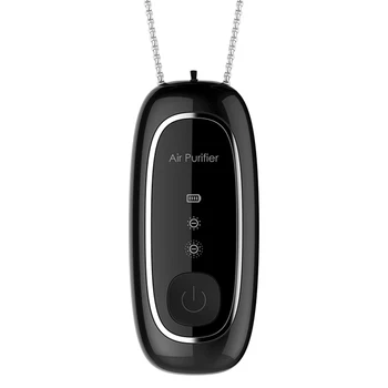 

SANQ Fashion Personal Wearable Air Purifier Necklace Mini Portable Air Freshener Ionizer Negative Ion Generator Black
