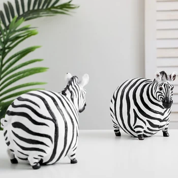 

Couple Office Black White Stripes Animal Figurines Resin Gift Crafts Bedroom Fat Zebra Ornaments Desktop Home Decor Nordic Style