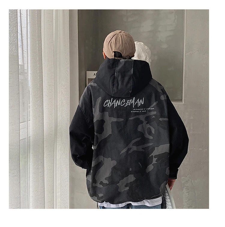 Liketkit мужские куртки с капюшоном мужские камуфляжные свободные пуловеры куртки мужские винтажные Японская уличная одежда камуфляжные куртки