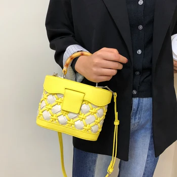 

Colorblock Woven Box Bag Female Niche Female Bag 2020 New Summer Shoulder Messenger Bag Fashion Casual Women Purse and Handbags