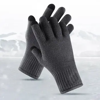 

Men's Winter Gloves Warm Windproof Knitting Anti-slip Solid Thermal Phone Screen Touchable Gloves