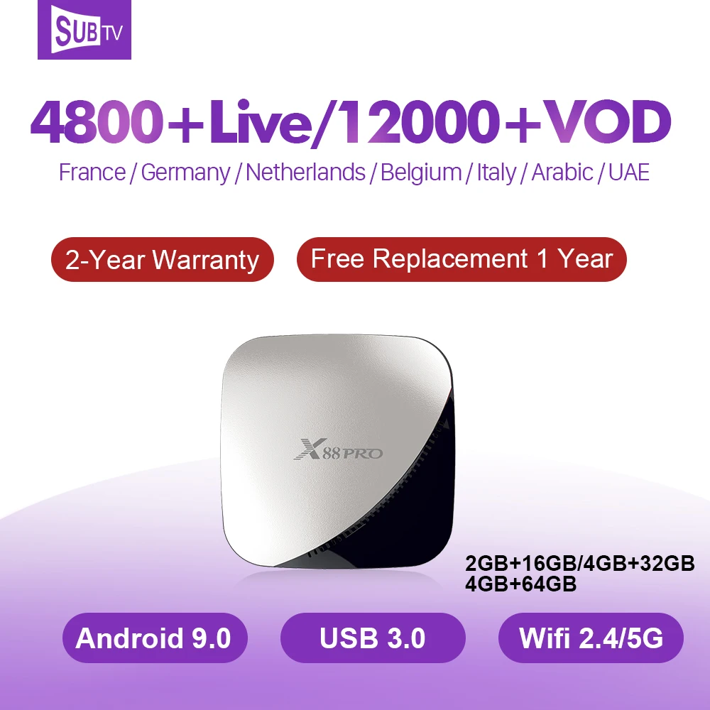 

X88 Pro France Italia IPTV Box Smart Android 9.0 IP TV Arabic Spain SUBTV Code IPTV Subscription Canada Turkey Portugal UK IPTV