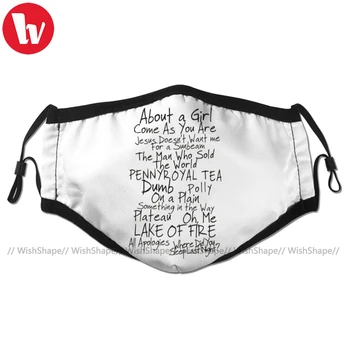 

Nirvana Mouth Face Mask Nirvana Unplugged Set List BLACK TEXT Facial Mask Fashion Cool with 2 Filters for Adult