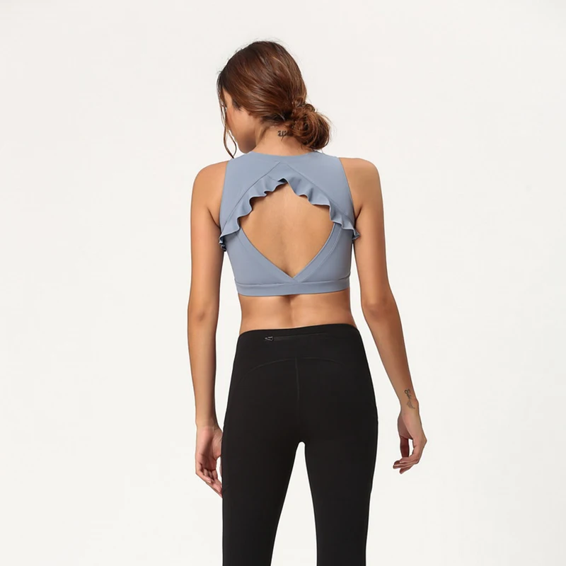 Light blue AmeSin, женский спортивный бюстгальтер, сексуальный, сетчатый, Brathable, спортивный топ, пуш-ап, женский, для спортзала, фитнеса, Спортивное нижнее белье, женский, для бега, для йоги, бюстгальтер, жилет - Цвет: Light blue