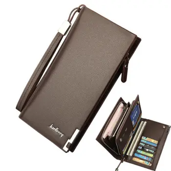 

Men's Leather Bifold ID Card Holder Long Wallet Purse Checkbook Clutch Billfold