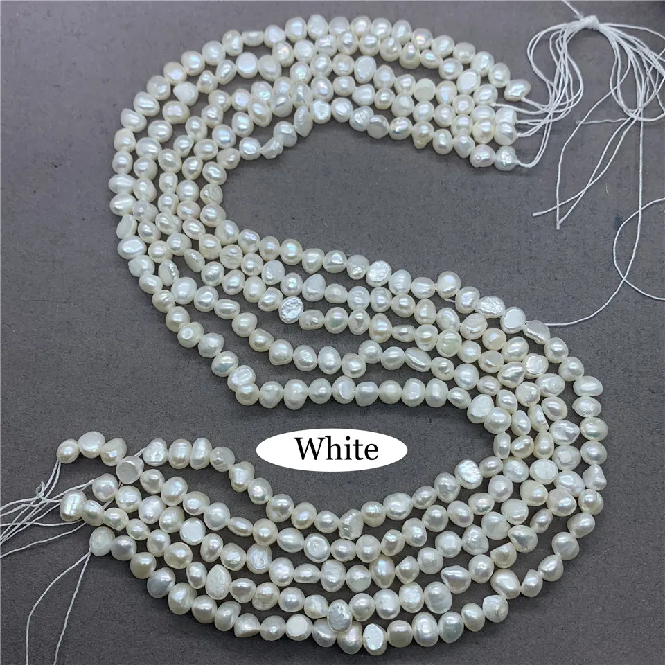 Zhe Ying Genuine Freshwater Pearl Beads for Jewelry Making, 0.8mm Hole  Cultured Near Round Irregular Shape White Pearls for Bracelet Making Loose