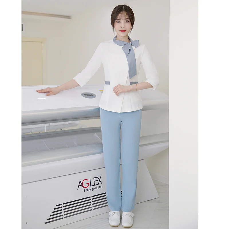 Cosmetologist work clothes spring and summer new temperament SPA health club set