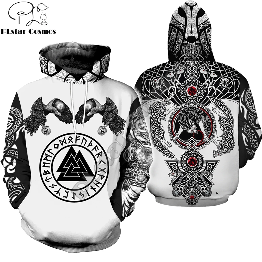 

Viking symbol - Tattoo Raven 3D Printed Men Hoodie Harajuku Fashion Hooded Sweatshirt Street Jacket Autumn Unisex hoodies WSR-22