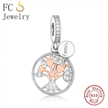

FC Jewelry Fit Original Brand Charm Bracelet 925 Sterling Silver Rose Gold Tree Of Life Bead For Making Women Berloque 2020 New