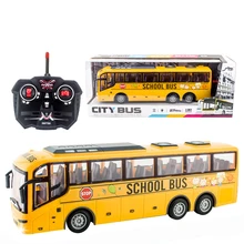 4ch ônibus de controle remoto sem fio elétrico com simulação de luz ônibus escolar turismo modelo brinquedo