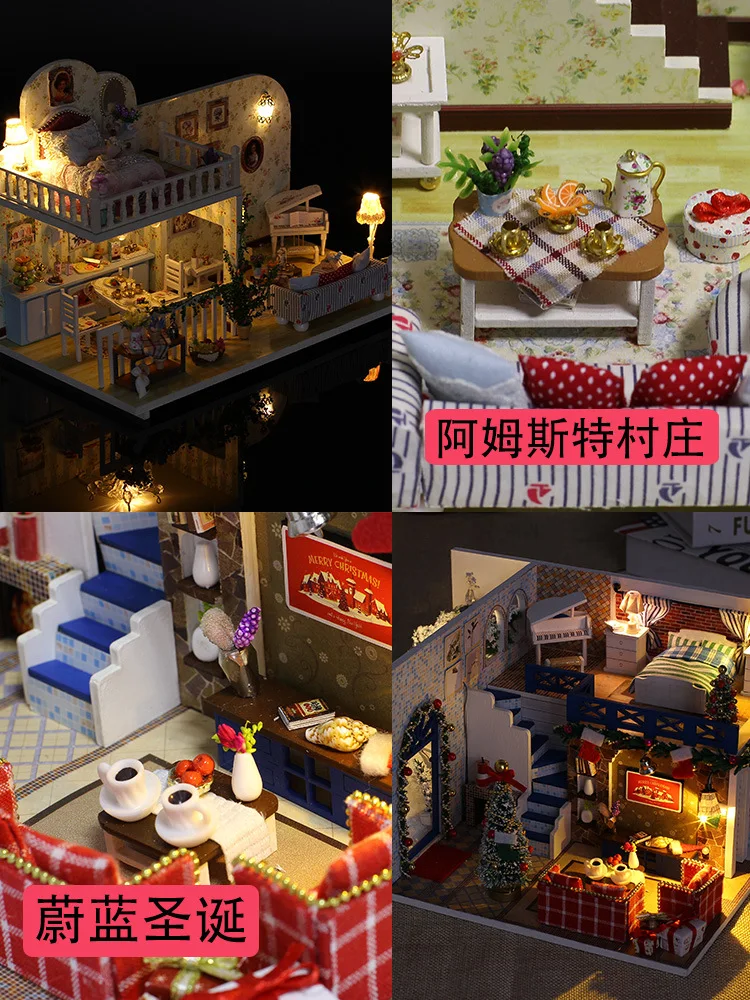 

DIY Hut Small House Hand-made Villa Model Assembled Toys Chinese-style Creative Birthday Gift Girl'S