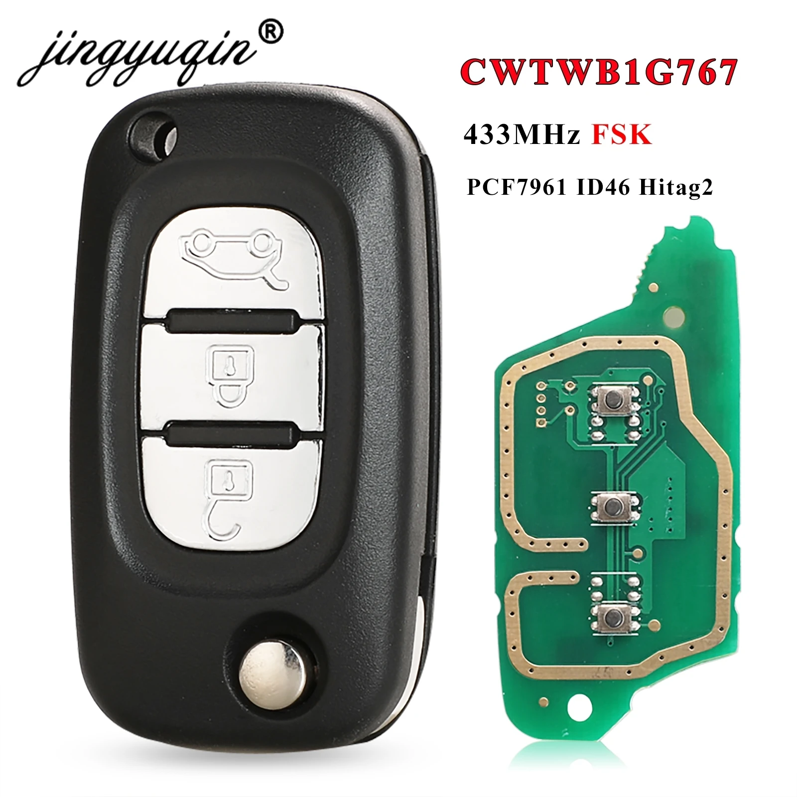 Автомобильный Дистанционный ключ jingyuqin 433 МГц ID46 pcf7961 3BTN для Renault Scenic III Megane Fluence