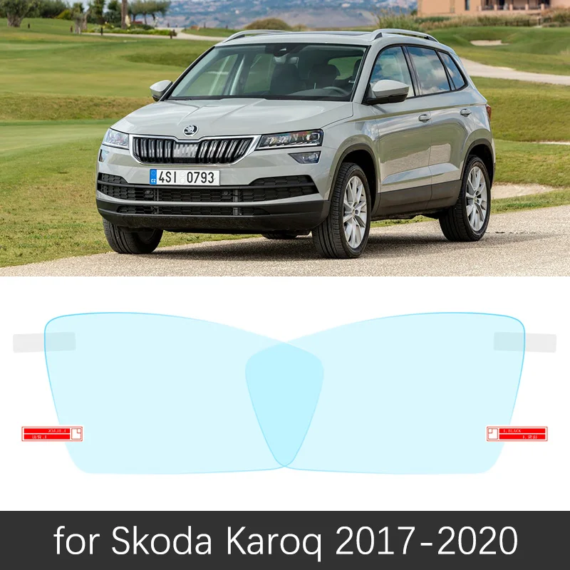 Для Skoda Kodiaq Karoq полное покрытие Зеркало заднего вида анти-туман непромокаемые Анти-туман пленки углеродное волокно автомобильные аксессуары - Название цвета: Karoq 2017-2020