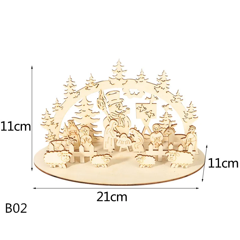 Новогодние рождественские настольные украшения креативный Снеговик овца деревянные поделки 3D предметы домашнего обихода подарок для детей - Цвет: B02