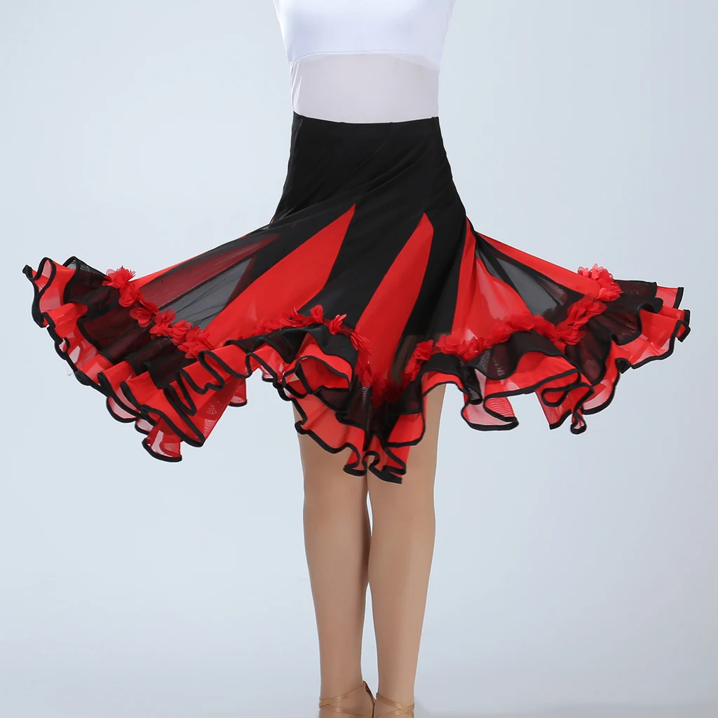 Dámská tančit sukně červená ballroom flamenco předpis šaty černá valčík večírek hladký houpačka dlouhé šaty oblečení