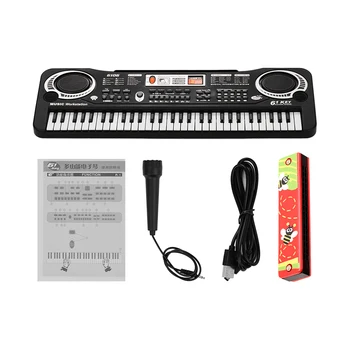

61 Keys Electronic Digital Piano Keyboard with Dual Speakers Microphone + Tremolo Harmonica 16 Holes Kids Educational Toy