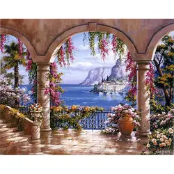 Картина по номерам Арка морской пейзаж DIY гостиная Раскраска по номерам декор искусство украшение дома художественная картина