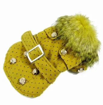 

New Hot SALE Pet Coat Winter Fur Hooded Woolen Jacket Cat Fur collar Pet it coat warm jacket Dog
