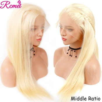 

613 Honey Blonde Lace Front Wig Long Straight 13x4 Lace Front Human Hair Wigs Middle Ratio 8”-24” Pre-Plucked 150% Remy Wig