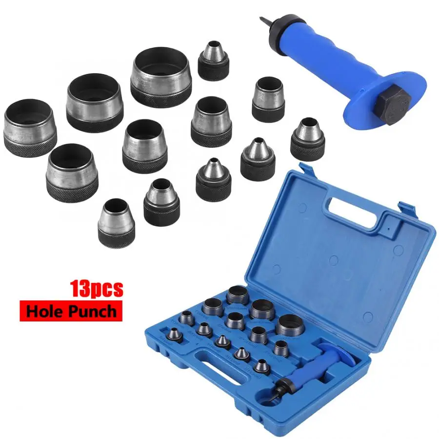 Interchangeable Hollow Hole Punch Set With Handle Heavy Duty Punch Tool 