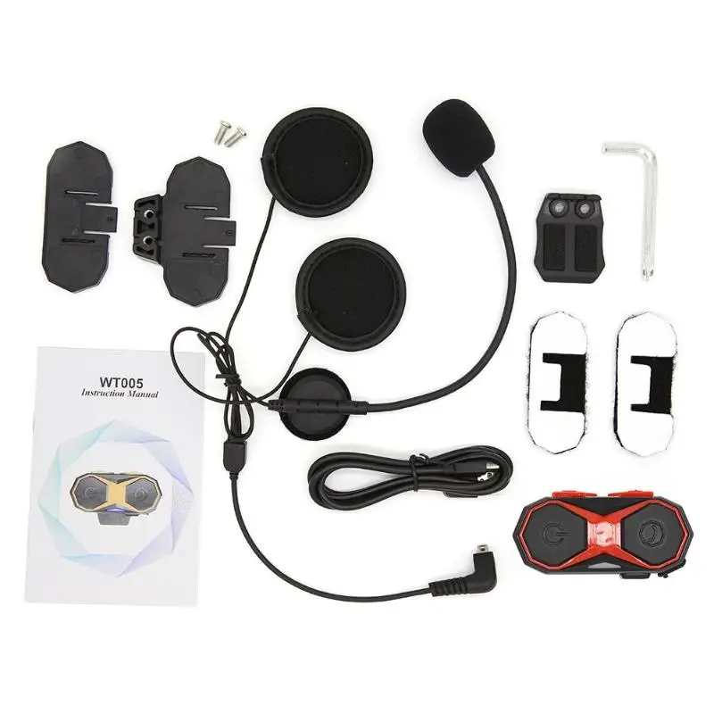 WT005 мотоциклетный шлем, гарнитура, водонепроницаемый Bluetooth, fm-радио, музыкальный интерфон, полнодуплексная беседа на расстоянии 1000 м