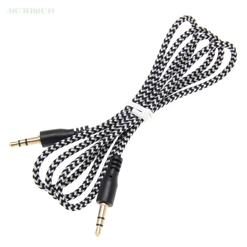 Nylon Braid Jack Audio Cable 3 5 mm to 3 5mm Car AUX Cable 1M Headphone Extension Code for Phone Car Headset Speaker 300pcs lot
