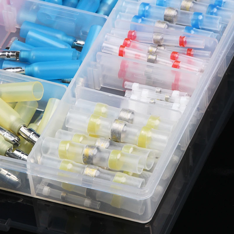 

200Pcs Waterproof Terminators Assorted Insulated Electrical Cable Wire Terminal Solder Sleeve Butt Heat Shrink Connectors Kit