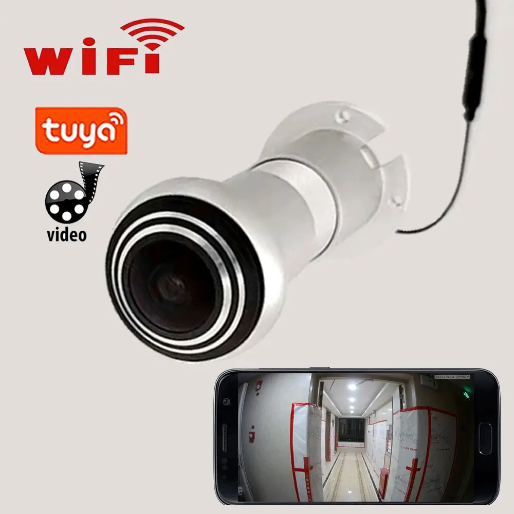 Дверной глазок с отверстием для безопасности Tuya 1080P широкий угол рыбий глаз