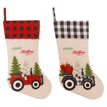 

2pcs Christmas Tractor Stockings Useful Exquisite Ornament Decoration for Party Ornamnet