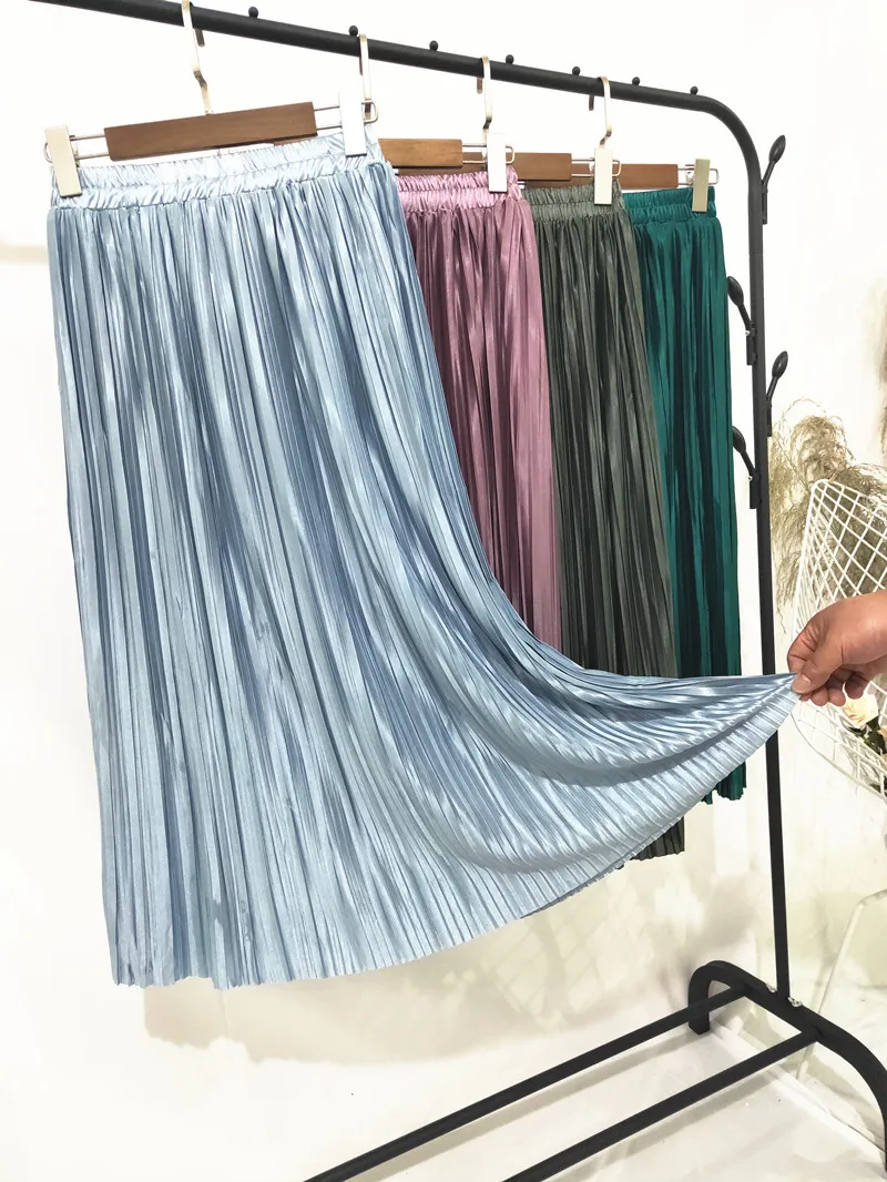 Новые модные женские юбки Женская длинная юбка женская мнущаяся девушка