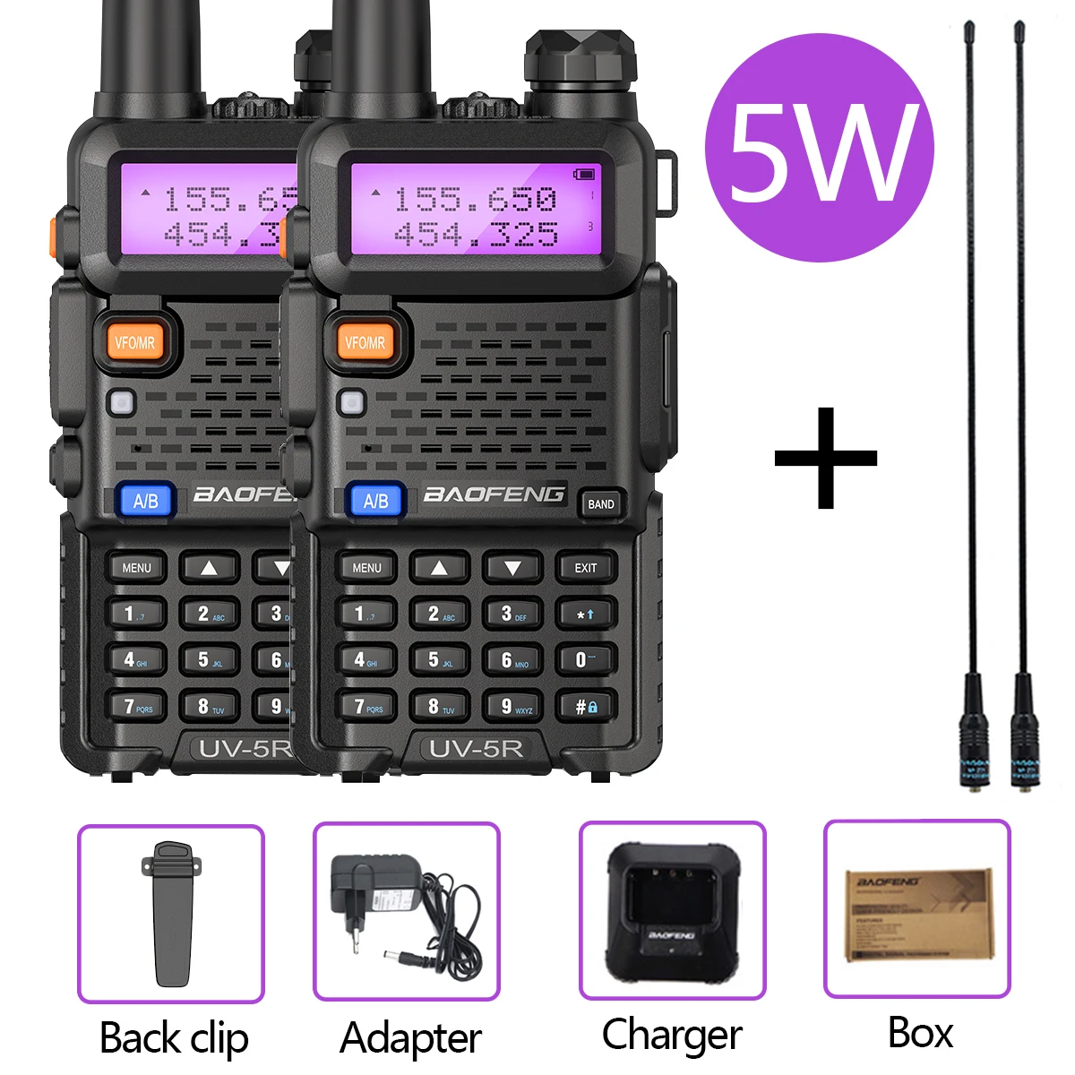 best long range walkie talkie Baofeng BF-UV5R Portable Walkie Talkie Pofung UV-5R VHF/UHF Dual Band Two Way Radio Amateur Radio for Hunting UV-82 UV-9R PLUS military walkie talkie Walkie Talkie