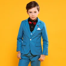 Синий костюм для детей костюм для мальчика, enfant костюм официанта; костюм для свадебных торжеств для детей, костюм для свадьбы, Блейзер, Костюмы на свадьбу для мальчика со смокингом для мальчиков 3 шт./компл