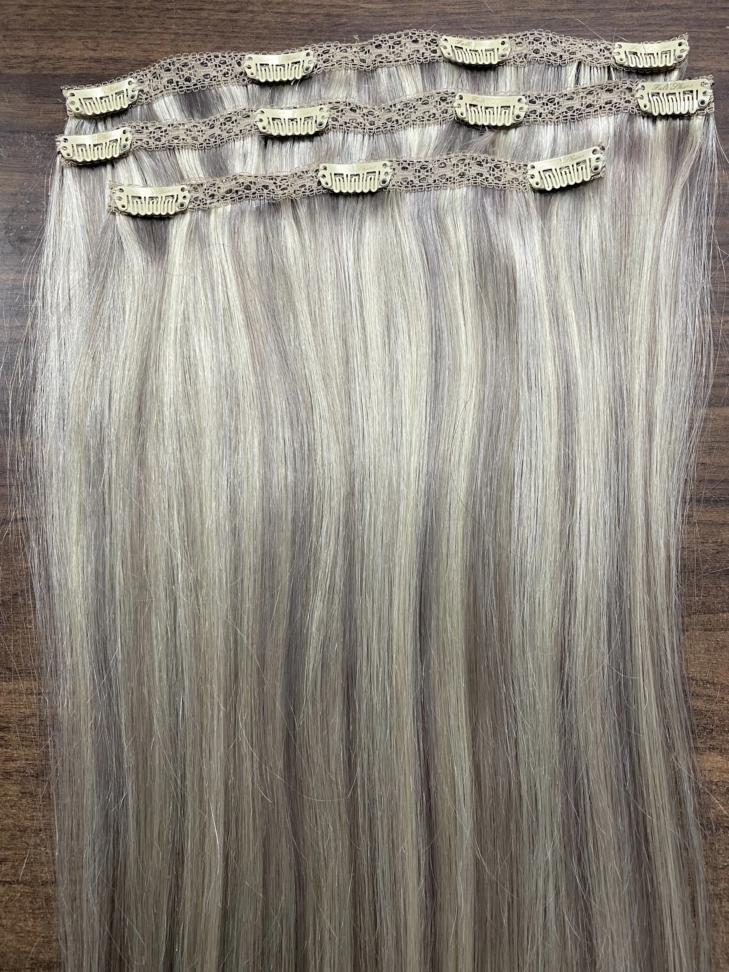 Full Shine 50 Grams Clip On Human Hair Extensions Ombre Color 3Pcs 100% Machine Remy Human Hair Hairpins Clip In Hair Extensions