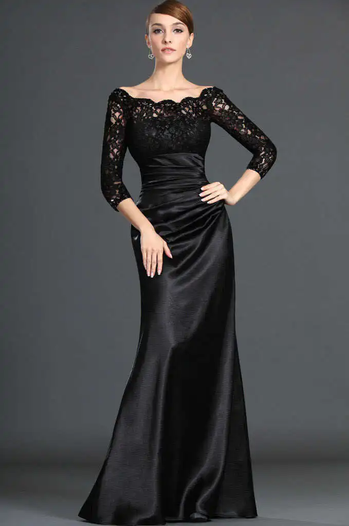 Новинка, vestidos de formatura curto, черное кружевное вечернее платье с длинным рукавом на выпускной, платья для мамы невесты на заказ