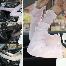 

Pleated Yarn Long Thin Arm Sleeves Solid Color Chiffon Sunscreen Glove Sunscreen Driving Arm Sleeve Arm Cover Fingerless Gloves
