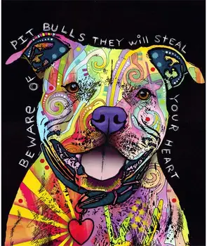 

Diamond Painting Kits 5D DIY Full Drill Diamond Painting Kits for Home Wall Decor Heart-Stealer Color Pitbull Arts Craft
