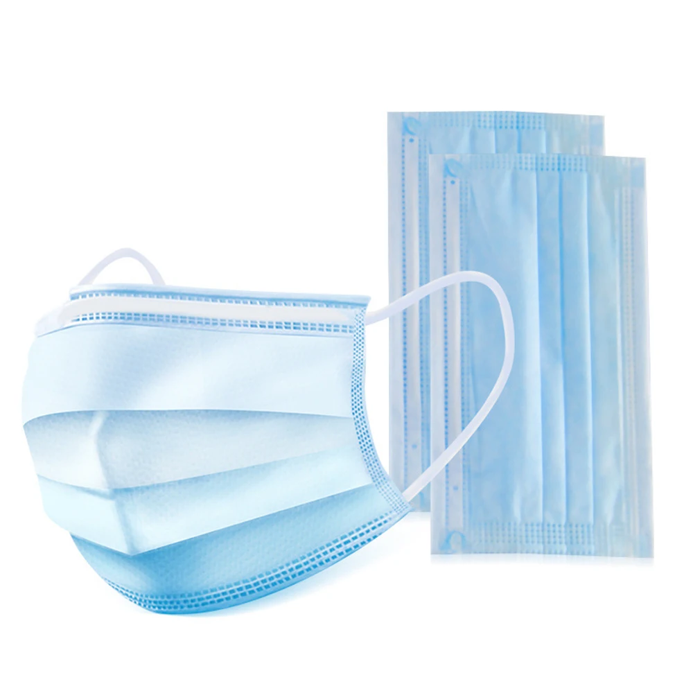 

50Pcs Disposable Face Mask Non-woven Fabric Nose and Mouth Protection Flat Mask Personal Protective Mask For Flu & Dusting