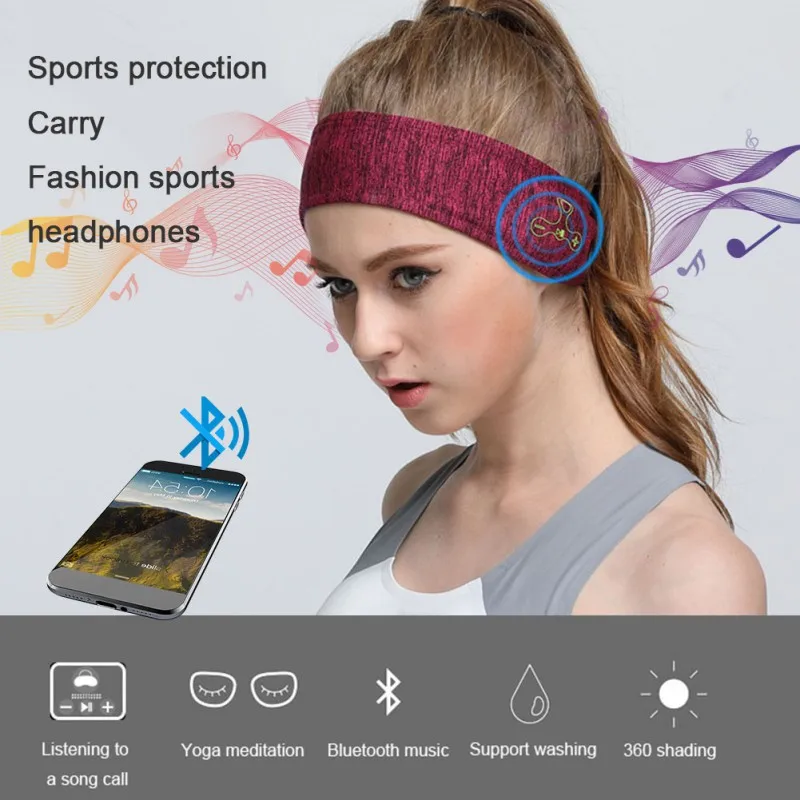 Bluetooth музыка оголовье эластичный дышащий музыкальный динамик наушники Спорт на открытом воздухе головные уборы унисекс
