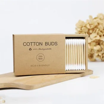 

200 Pcs/set Cotton Swabs Makeups Art Craft Bamboo Stick Cotton Tips Portable Cleaning Tool