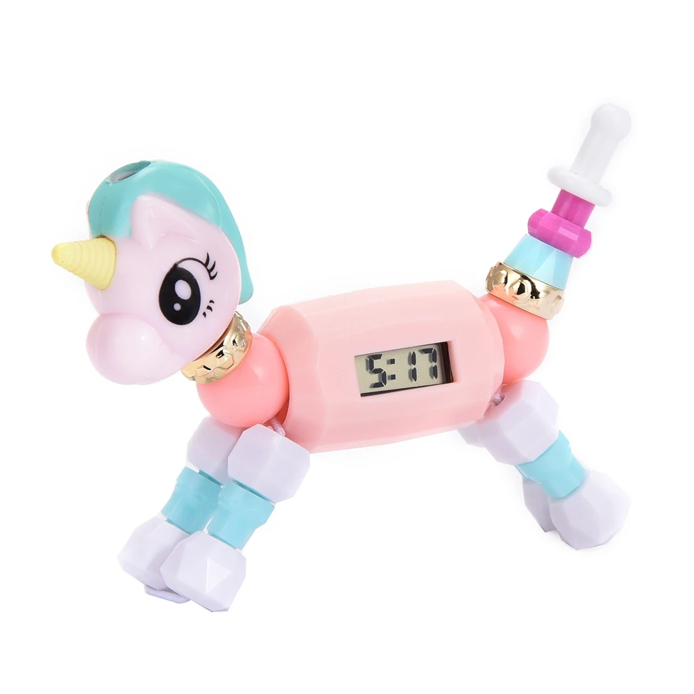 Unicorn Мультяшный браслет DIY Очаровательное платье кварцевые часы Мода для девочек кошка собака цифровые Роскошные красочные Creaive часы подарок для детей - Цвет: Unicorn